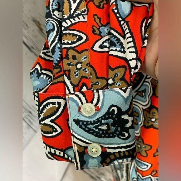 LOFT Coral Floral Shirt Dress Half Button Tie Belt PS - Picture 6 of 9